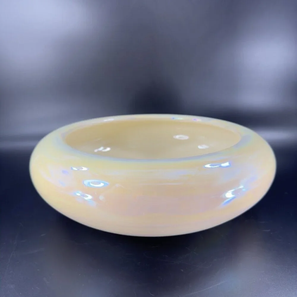 Pier 1 Pottery Planter Bowl Italian Yellow Iridescent Luster Finish Made Italy‎